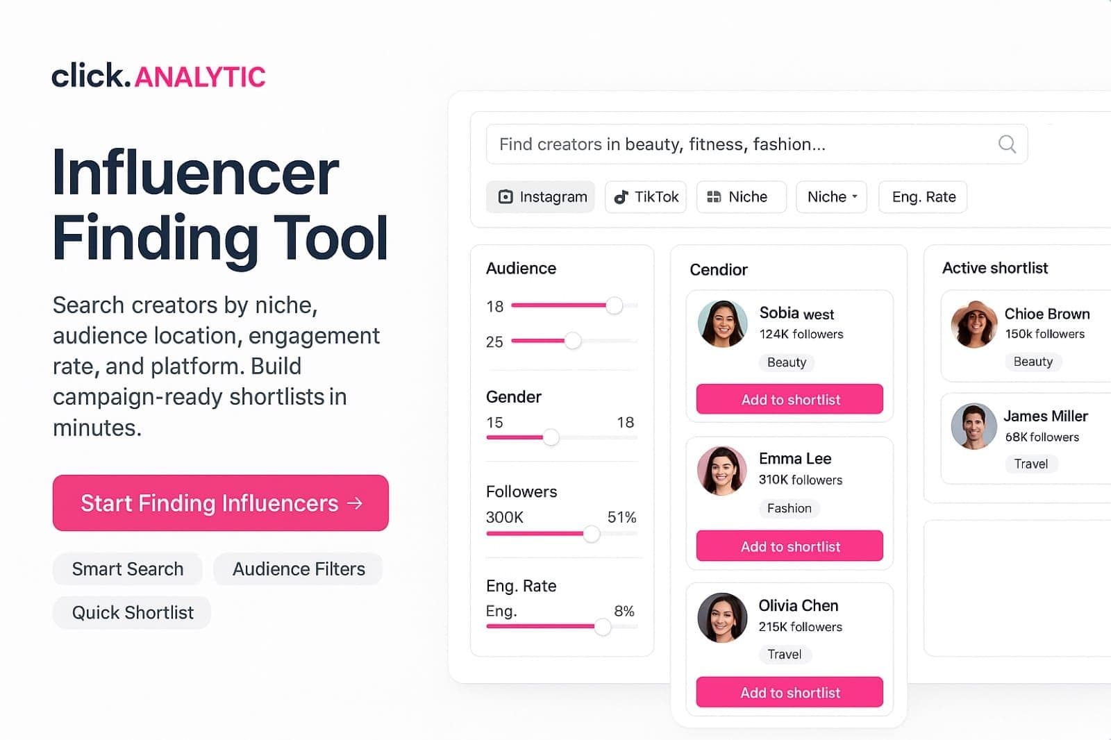 Encuentra influencers para tu marca: recibe una lista priorizada en minutos