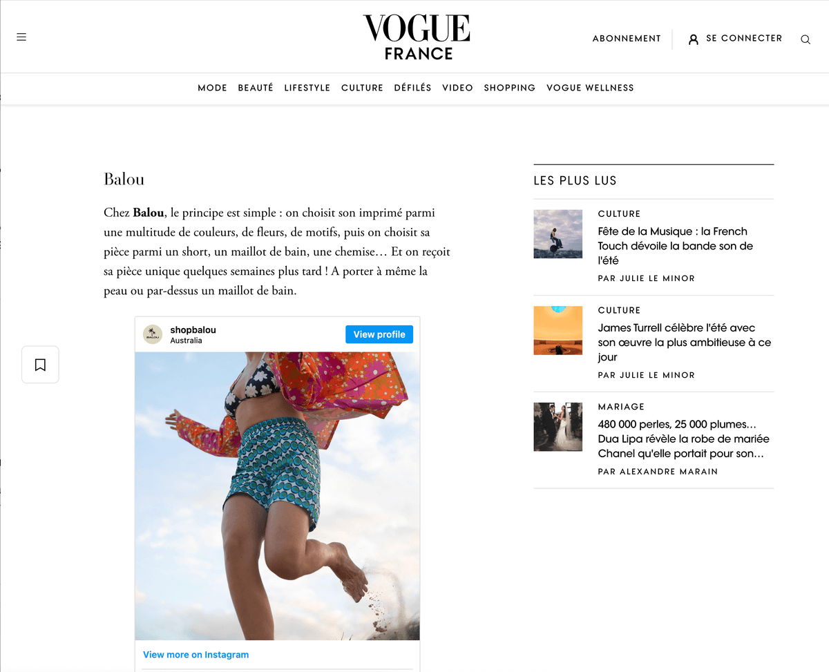 Shop Balou featured in Vogue France